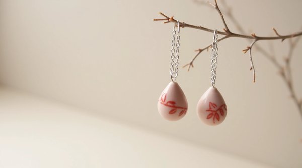 Boucle d'oreille puce en porcelaine : artisanat raffiné et style subtil